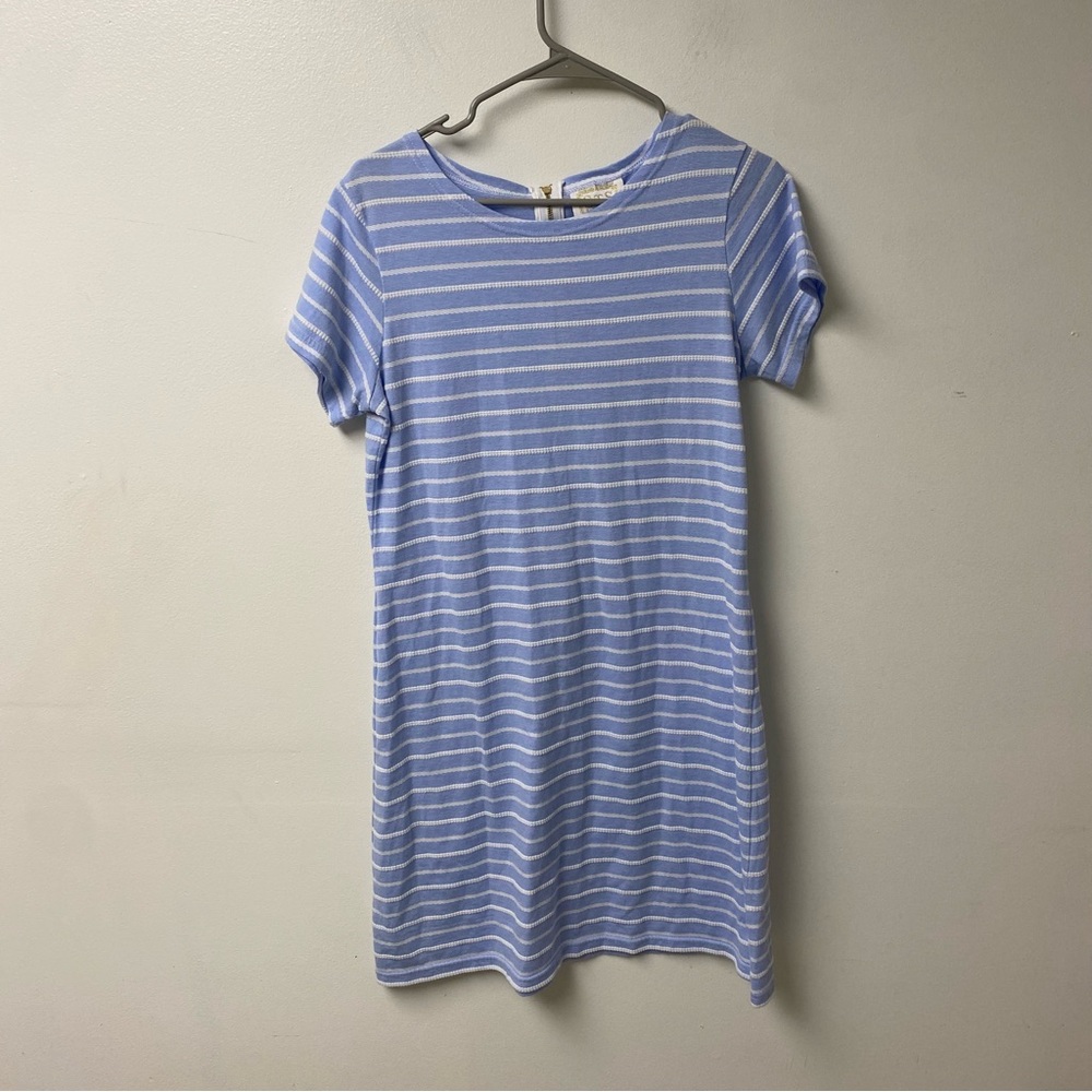 Sail To Sable Nautical Blue and White Striped Shift Dress‎ Size Large